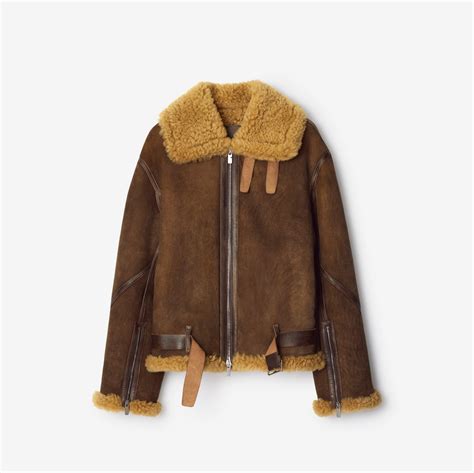 burberry giubbotto aviatore|Shearling Aviator Jacket in Moss .